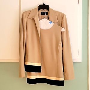 Dana Buchman two piece lined Jacket and Sleveless top Sz 4 Cream w blck white